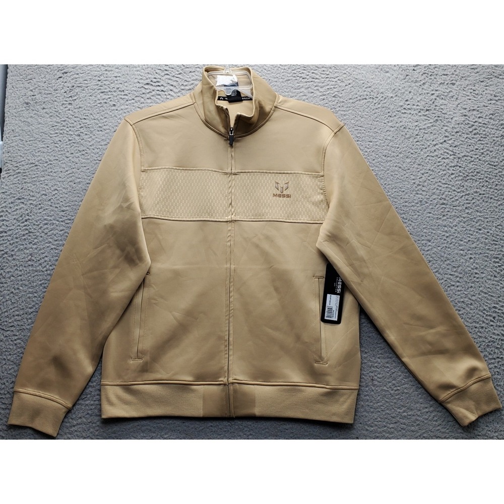 Messi Collection Track Jacket Mens M Brown Texture Panel Long Sleeve Full Zip